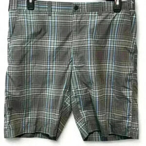 PGA Tour Men's Plaid Chino Golf Shorts Gray Size 36